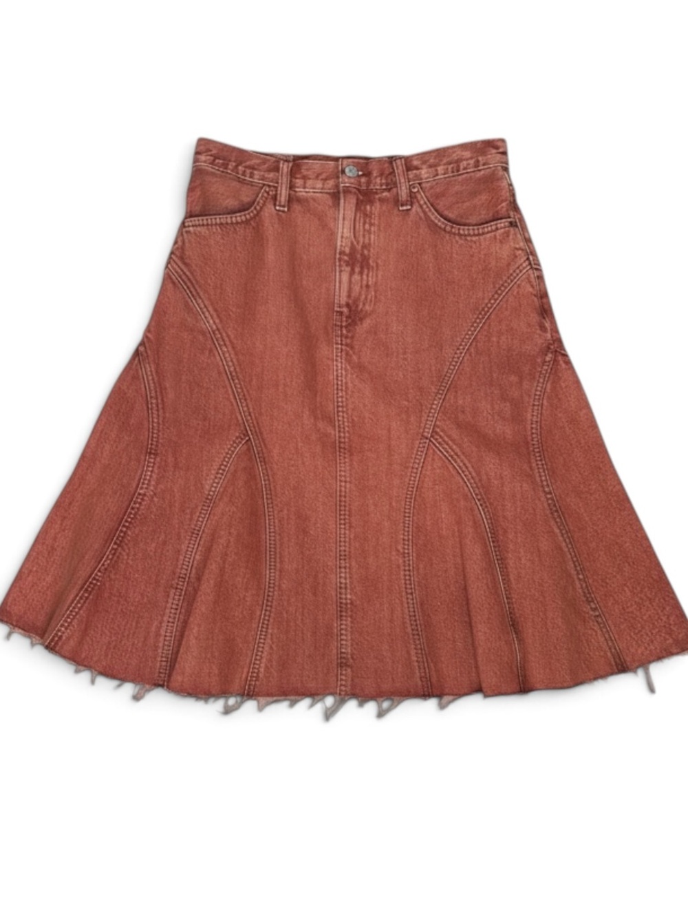 Like New ReDone Engineered Seam Skirt in Red Rock 25